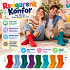 Unisex Renkli Çorap 8'li Set Günlük Rahat Esnek Uzun Soket Çorap Canlı Renkler Yumuşak Konforlu Seti