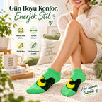 Kadın Avokado 3'lü Desenli Patik Çorap Pamuklu Dikişsiz Sneaker Uyumlu Eğlenceli Günlük Çorap