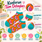 Kadın Turuncu Karpuz Desenli Patik Çorap 6'lı Paket | Renkli, Rahat ve Esnek Günlük Kısa Çorap