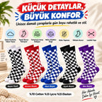 UNİSEX Çorap Dama Desenli Renkli 10'lu Set Kareli Uzun Soket Günlük Spor Eğlenceli Rahat Çorap Seti