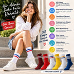 Unisex Renkli Çorap Çizgili 6'lı Set Uzun Soket Günlük Spor Kolej Stil Rahat Şık Kadın Erkek Çorabı