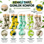 Unisex Batik Desenli Çorap 5'li Set Pamuklu Renkli Uzun Soket Dikişsiz Nefes Alan Günlük Spor Çorabı
