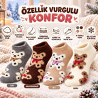 Kadın Ayıcık Desenli Yumoş Patik Çorap 8'li Set Peluş Yumuşak Sıcak Parfümlü Kışlık Rahat Çorap Seti