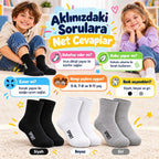 Çocuk Spor Çorap 6'lı Set Siyah Beyaz Gri İnce Dikişli Kokulu Yıkama Yumuşak Esnek Günlük Çorap Seti
