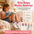 Kız Çocuk Pamuklu 4'lü Meyve Desenli Çorap Kiraz Karpuz Çilek Avokado Günlük Bilek Çorabı