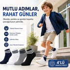 Erkek Çocuk Pamuklu Çizgili Patik Çorap 8'li | Nefes Alan Esnek Okul Günlük Spor Çorabı