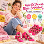 Kadın Fuşya Limon Desenli Patik Çorap 6'lı Paket | Renkli, Rahat ve Esnek Günlük Kısa Çorap Seti