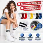 Unisex Renkli Çorap Çizgili 8'li Set Uzun Soket Günlük Spor Kolej Stil Rahat Şık Kadın Erkek Çorabı