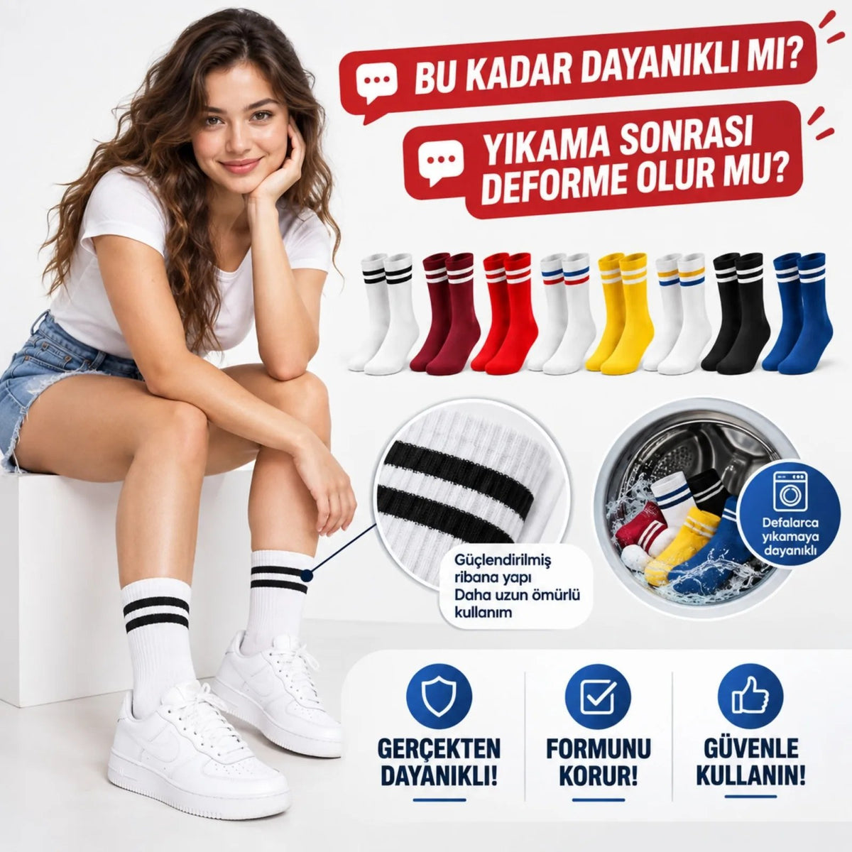 Unisex Renkli Çorap Çizgili 8'li Set Uzun Soket Günlük Spor Kolej Stil Rahat Şık Kadın Erkek Çorabı