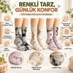 Unisex Batik Desenli Çorap 3'lü Set Pamuklu Uzun Soket Dikişsiz Nefes Alan Günlük Spor Konfor Çorabı