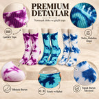 Unisex Batik Desenli Çorap 3'lü Set Pamuklu Renkli Uzun Soket Dikişsiz Nefes Alan Spor Çorabı Günlük