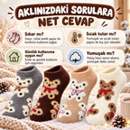 Kadın Ayıcık Desenli Yumoş Patik Çorap 8'li Set Peluş Yumuşak Sıcak Parfümlü Kışlık Rahat Çorap Seti