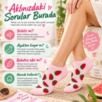 Kadın Karpuz 3'lü Desenli Patik Çorap Pamuklu Dikişsiz Sneaker Uyumlu Eğlenceli Yazlık Set