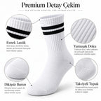 Unisex Beyaz Çorap Siyah Çizgili 9'lu Set Uzun Soket Günlük Spor Kolej Stil Kadın Erkek Çorabı