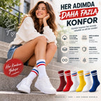 Unisex Renkli Çorap Çizgili 6'lı Set Uzun Soket Günlük Spor Kolej Stil Rahat Şık Kadın Erkek Çorabı