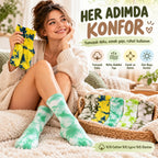 Unisex Batik Desenli Çorap 10'lu Set Pamuklu Renkli Uzun Soket Dikişsiz Nefes Alan Günlük Spor Çorabı