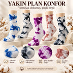 Unisex Batik Desenli Çorap 10'lu Set Pamuklu Renkli Uzun Soket Dikişsiz Nefes Alan Günlük Spor Çorabı