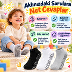 Çocuk Kaydırmaz Tabanlı Patik Çorap 3'lü Set Siyah Beyaz Gri Yumuşak Esnek Kokulu Günlük Çorap Rahat