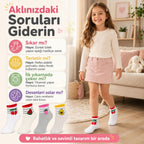 Kız Çocuk Pamuklu 8'li Meyve Desenli Çorap Kiraz Karpuz Çilek Avokado Günlük Bilek Çorabı