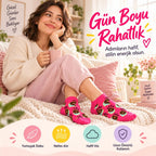 Kadın Fuşya Limon Desenli Patik Çorap 12'li Paket | Renkli, Rahat ve Esnek Günlük Kısa Çorap