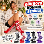 UNİSEX Çorap Dama Desenli Renkli 10'lu Set Kareli Uzun Soket Günlük Spor Eğlenceli Rahat Çorap Seti