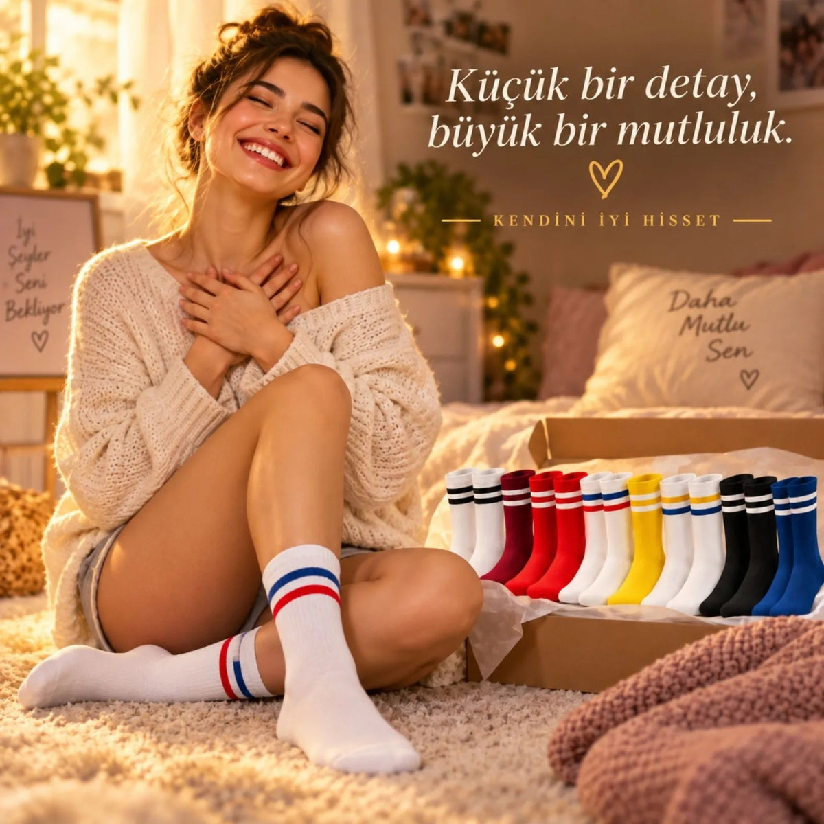 Unisex Renkli Çorap Çizgili 8'li Set Uzun Soket Günlük Spor Kolej Stil Rahat Şık Kadın Erkek Çorabı