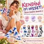 Unisex Batik Spor Çorap 10'lu Set Tie Dye Tenis Çorabı Koyu Retro Renkler Günlük Rahat Konforlu Stil