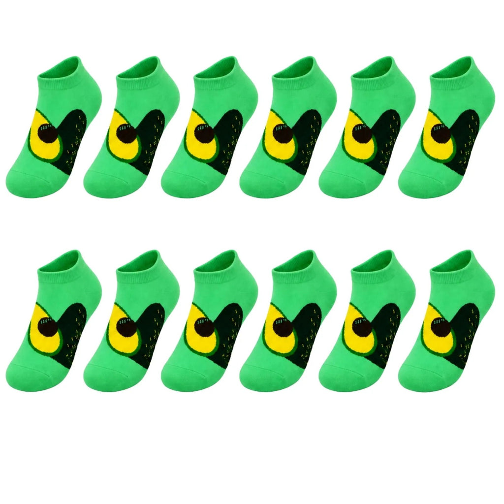 Kadın Avokado 12'li Desenli Patik Çorap Pamuklu Dikişsiz Sneaker Uyumlu Eğlenceli Günlük Set