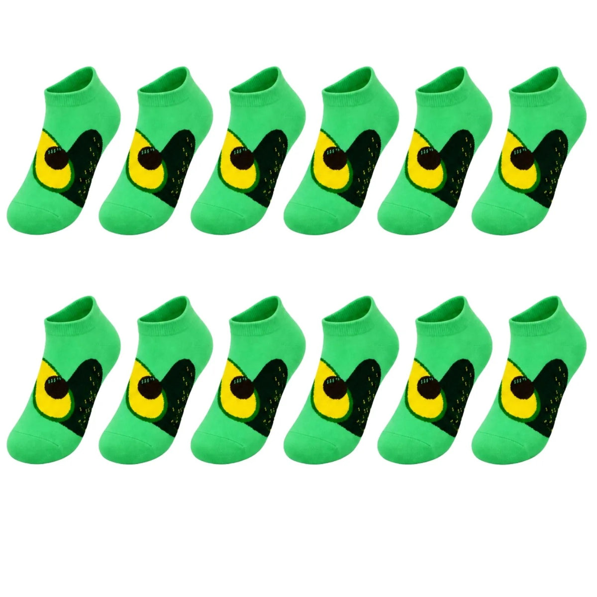 Kadın Avokado 12'li Desenli Patik Çorap Pamuklu Dikişsiz Sneaker Uyumlu Eğlenceli Günlük Set