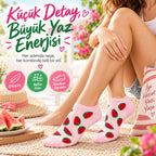 Kadın Karpuz 3'lü Desenli Patik Çorap Pamuklu Dikişsiz Sneaker Uyumlu Eğlenceli Yazlık Set