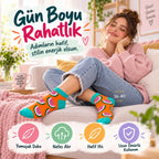 Kadın Turuncu Karpuz Desenli Patik Çorap 3'lü Paket | Renkli, Rahat ve Esnek Günlük Kısa Çorap