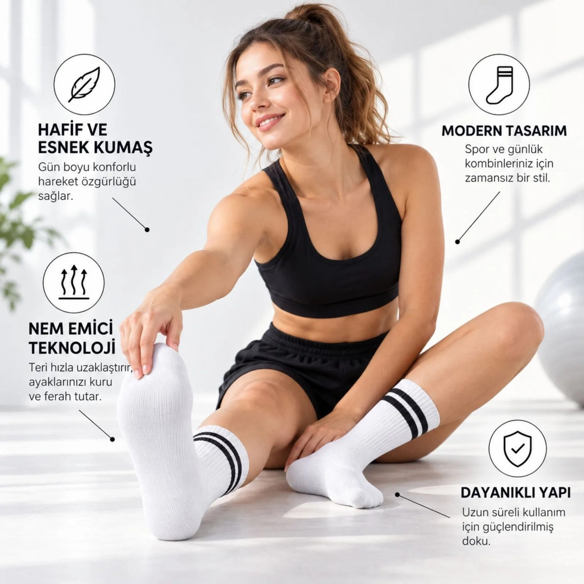 Unisex Renkli Çorap Çizgili 8'li Set Uzun Soket Günlük Spor Kolej Stil Rahat Şık Kadın Erkek Çorabı