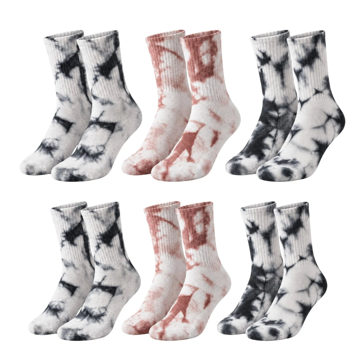 Unisex Batik Desenli Çorap 6'lı Set Pamuklu Uzun Soket Günlük Spor Nefes Alan Dikişsiz