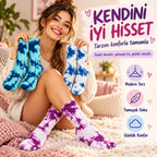 Unisex Batik Desenli Çorap 3'lü Set Pamuklu Renkli Uzun Soket Dikişsiz Nefes Alan Spor Çorabı Günlük