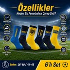 Fenerbahçe Taraftar Çorabı 6’lı Set – Sarı Lacivert FB 1907 Desenli Yetişkin Günlük Çorap