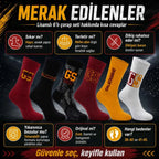 Galatasaray Lisanslı Yetişkin Çorap 6’lı Set – Kadın Erkek GS Taraftar Çorabı, Dikişsiz ve Esnek