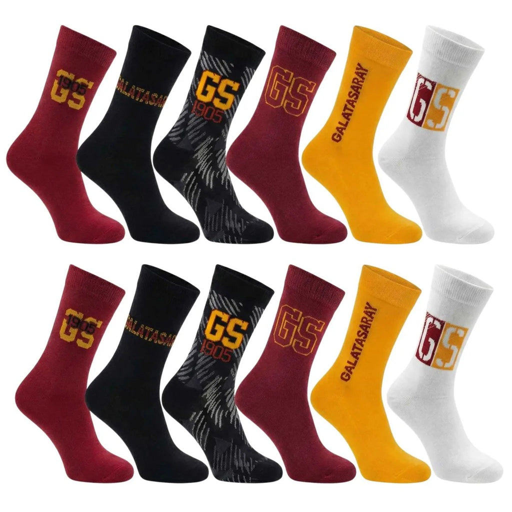 Galatasaray Lisanslı Yetişkin Çorap 6’lı Set – Kadın Erkek GS Taraftar Çorabı, Dikişsiz ve Esnek