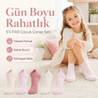 5’li Fitilli Kız Çocuk Çorap Seti Pamuklu Rahat Burunlu Sıkmayan Bilek Pastel Renkli