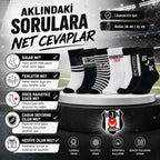 Beşiktaş Taraftar Çorabı 6’lı Set – Siyah Beyaz BJK 1903 Desenli Yetişkin Günlük Çorap