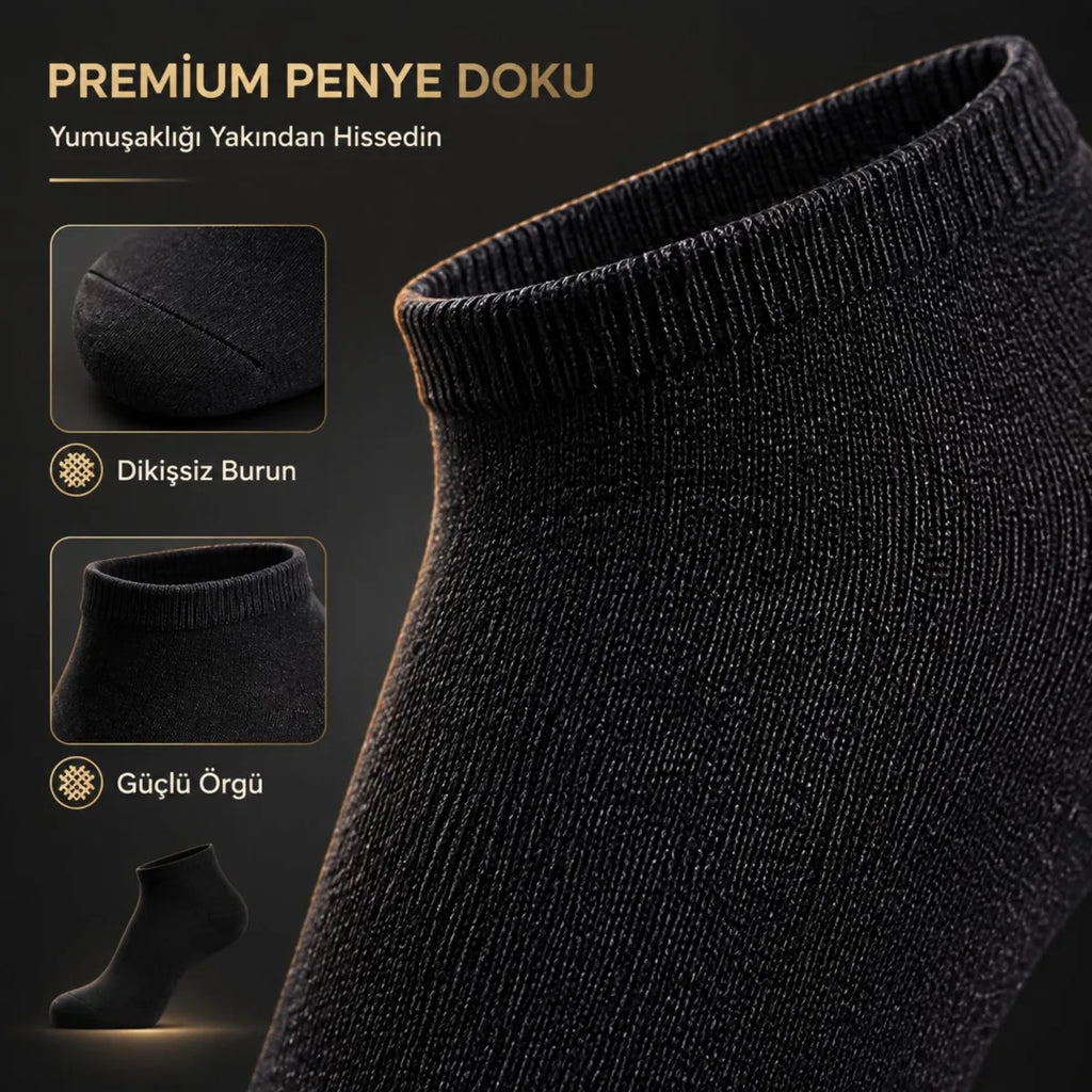 Erkek Pamuklu Patik Çorap 12'li 39-44 | Dikişsiz Burun, Koku Karşıtı, Nefes Alan Sneaker