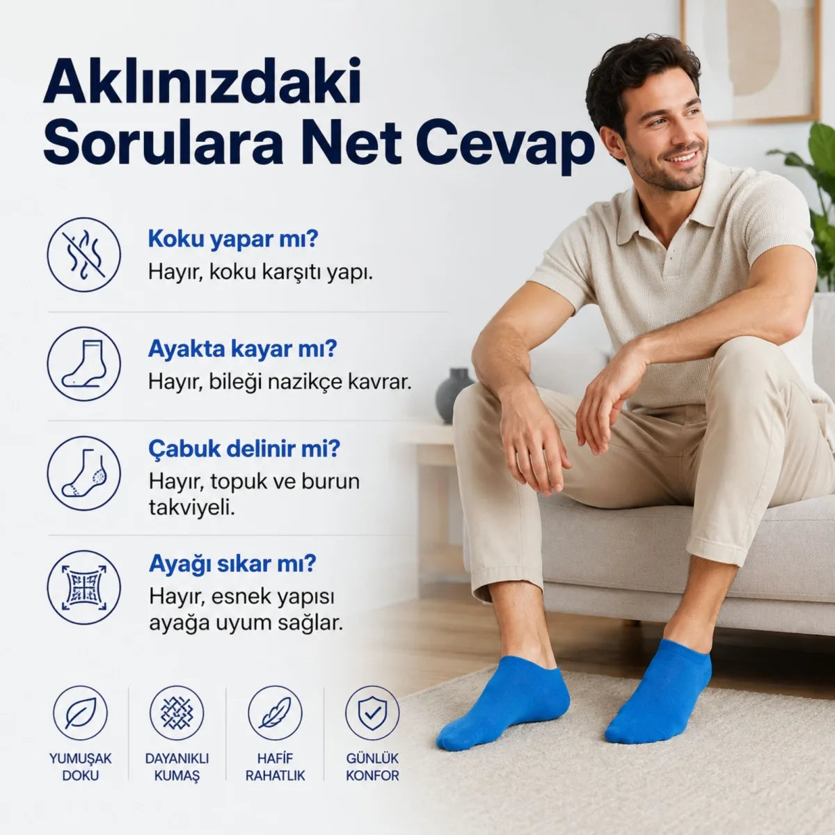 Erkek Pamuklu Patik Çorap 12'li 39-44 | Dikişsiz Burun, Koku Karşıtı, Nefes Alan Sneaker