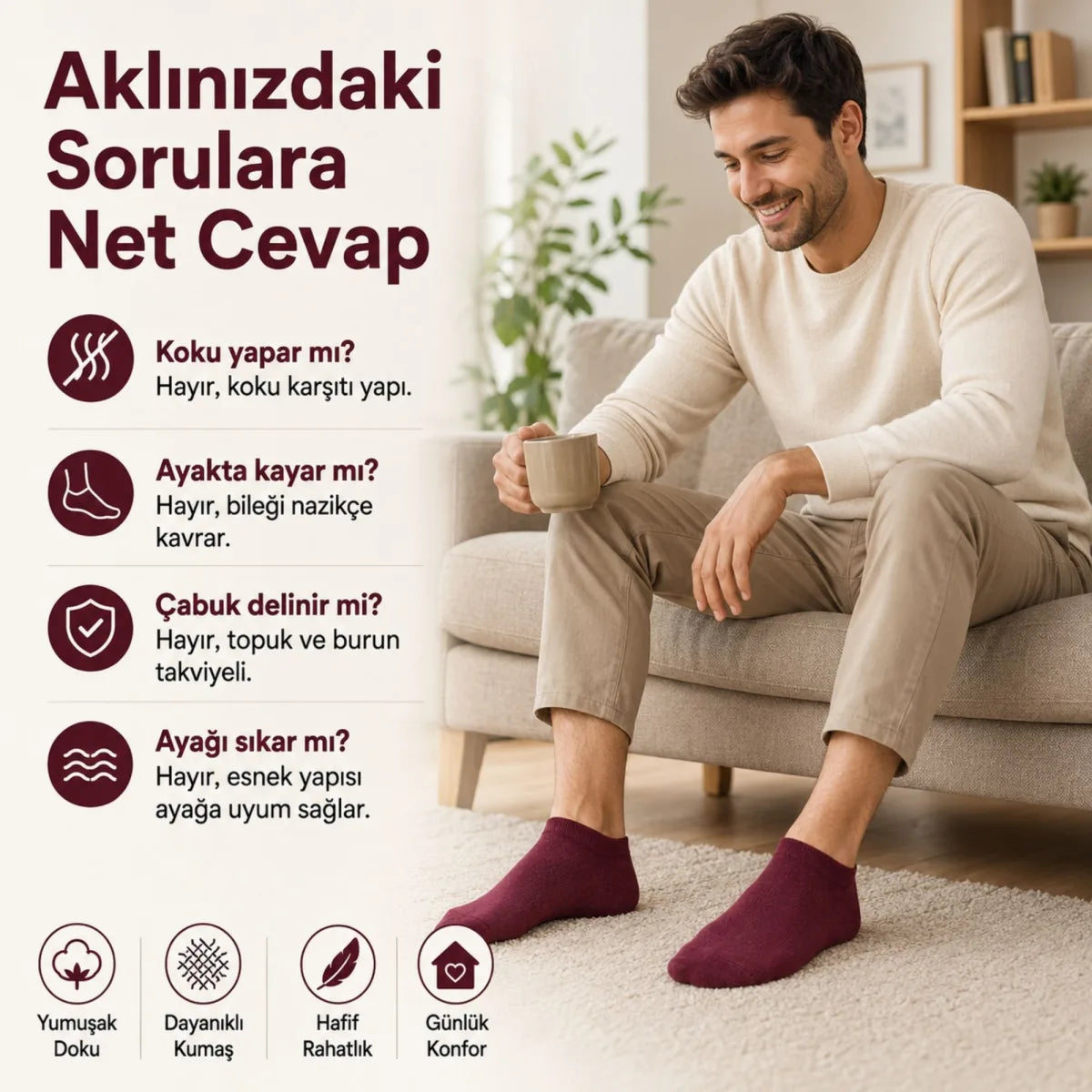 Erkek Pamuklu Patik Çorap 12'li 39-44 | Dikişsiz Burun, Koku Karşıtı, Nefes Alan Sneaker