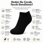 Erkek Patik Çorap 12’li Renk Seçenekleri 39-44 Yüksek Pamuklu Dikişsiz Koku Karşıtı