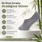 Erkek Bambu 12’li Babet Çorap Görünmez No Show Dikişsiz Silikon Topuklu