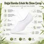 Erkek Bambu 12’li Babet Çorap Görünmez No Show Dikişsiz Silikon Topuklu