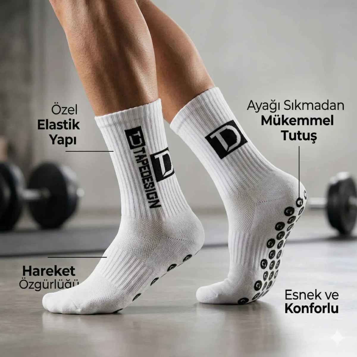 Erkek Kaydırmaz Futbol Basketbol Tenis Spor Çorap | Beyaz Kaymaz Tabanlı Dikişsiz Parfümlü