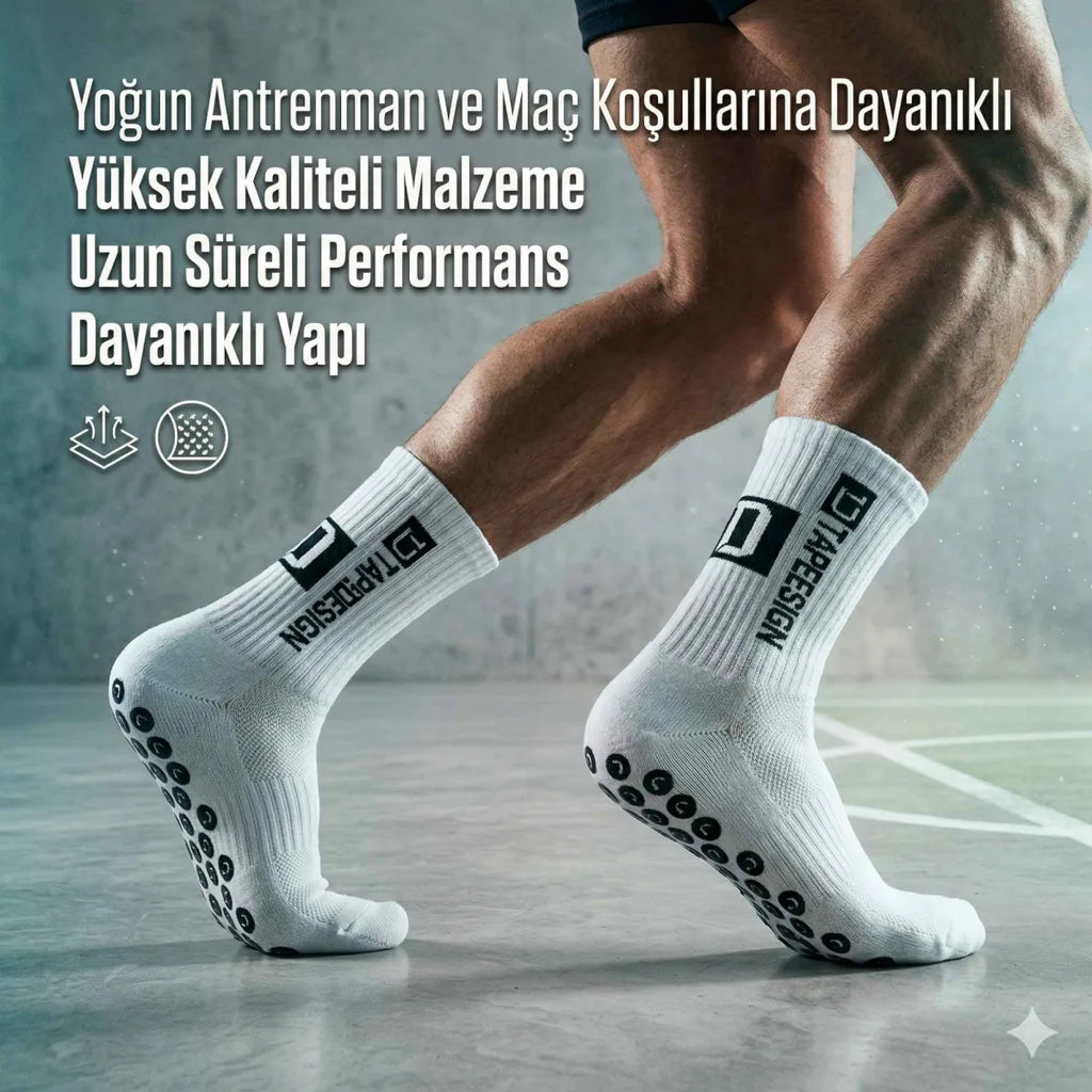 Erkek Kaydırmaz Futbol Basketbol Tenis Spor Çorap | Beyaz Kaymaz Tabanlı Dikişsiz Parfümlü