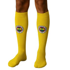 Takım Logolu Sarı Futbol Çorabı 31-43, Unisex Uzun Konç, Dikişsiz Burun
