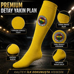 Takım Logolu Sarı Futbol Çorabı 31-43, Unisex Uzun Konç, Dikişsiz Burun