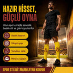Takım Logolu Sarı Futbol Çorabı 31-43, Unisex Uzun Konç, Dikişsiz Burun